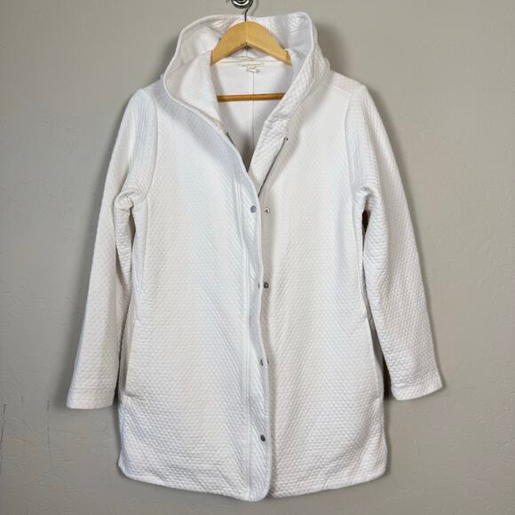 Eileen Fisher Women's Medium Cozy Waffle Knit Hooded Button Full Zip Jacket - Picture 1 of 14